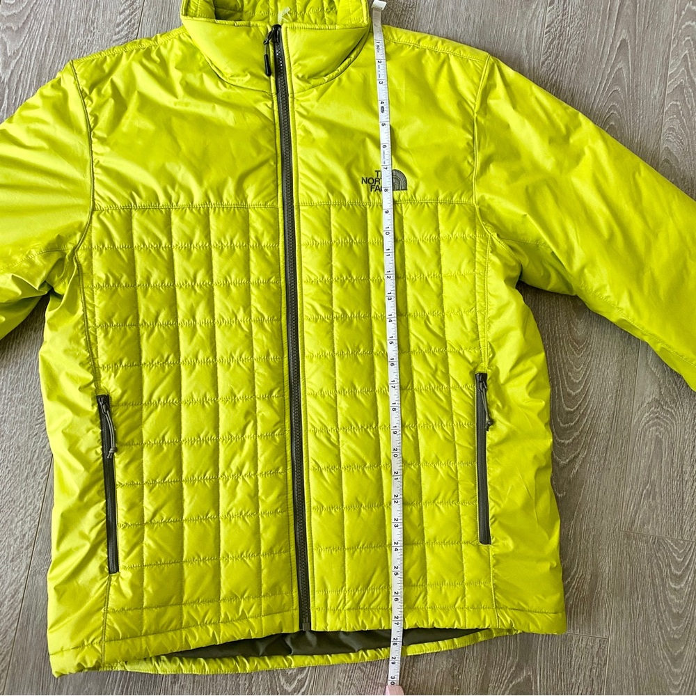 THE NORTH FACE MENS LIME GREEN DOWN PUFFER JACKET INSULATED THERMO ZIP MEDIUM - Picture 7 of 8